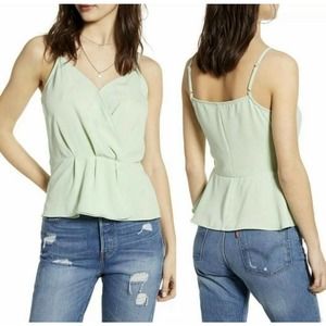 Leith Mint Peplum Camisole Size L Draped Spaghetti Straps
